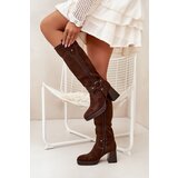 Boto Warm women's heeled boots with stitching chocolate Alessara | Eponuda.ba