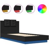  Okvir kreveta s uzglavljem i LED svjetlima crni 100 x 200 cm | shoptok.hr