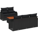 vidaXL set sofe za vrt od 6 dijelova s jastučićima crni poli ratan akacija, dvosjed vrtna sofa s pohranom i jastučićima crna poli ratan Cijene