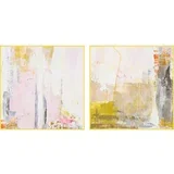 Tiskane/z ročno naslikanimi elementi slike v kompletu 2 ks z okvirjem/na platnu 41,5x41,5 cm New Age Yellow –