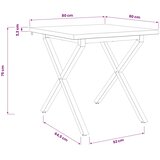  80 x 80 x 75 cm Čvrsto drvo akacije Prirodna i crna Četvrtasti | shoptok.hr