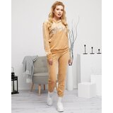 Resti Women's beige sweatshirt set with an inscription and crystals - Clothing | Shoptok.si