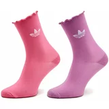Adidas Set 2 parov ženskih visokih nogavic Semi-Sheer Ruffle IX7650 Roza