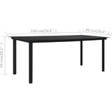  Vrtni blagovaonski stol crni 190 x 90 x 74 cm čelik i staklo | Eponuda.ba