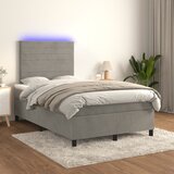 vidaXL Krevet box spring s madracem LED svjetlosivi 120x200 cm baršun Cijene