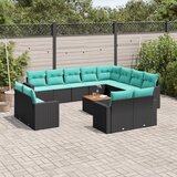  13-dijelni set vrtnih sofa s jastucima poliratan crni | shoptok.hr