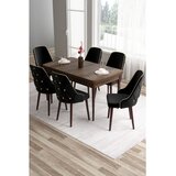 Hanah home trpezarijski set Tia, sto i 6 stolica, ploča u dekoru drveta Baroque, crna tkanina Babyface | Eponuda.com