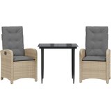  3-dijelni vrtni blagovaonski set od poliratana s jastucima bež 80 cm table length | shoptok.hr