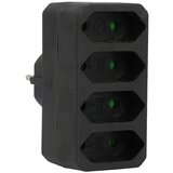 Unitec Euro utičnica (Crne boje, Broj euro utičnica: 4 Kom., 4 x 2,5 A, 1.250 W) | shoptok.hr