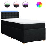 vidaXL Box spring postelja z vzmetnico črna 100x200 cm blago, (21291321) | Shoptok.si
