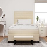  Krevet s boxspringom s madracem i klupom krem 120x200 cm tkanina | shoptok.hr