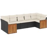  7-dijelni set vrtnih sofa od poliratana s jastucima crni Slike