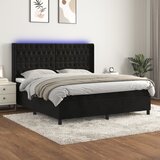 vidaXL Krevet box spring s madracem LED crni 180x200 cm baršun Cijene