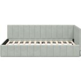 vidaXL Kotna postelja z vzglavjem Svetlo siva 90 x 200 cm Žamet | Shoptok.si