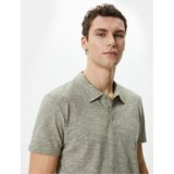 Koton Polo Neck T-Shirt Button Detailed Short Sleeve Grayed Cene