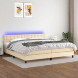 The Living Store Box spring postelja z vzmetnico LED krem 200x200 cm blago - Box Spring Postelja, (21517760) Cene