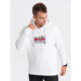Ombre Men's classic printed kangaroo sweatshirt - white | Shoptok.si