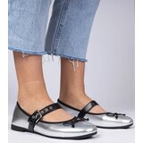 Gemre Silver women's ballet flats with a bow Mansy | Shoptok.si