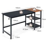  Računalniški stol s uklonjivim ladicama za pohranu i kukom za slušalice, 150 cm | shoptok.hr