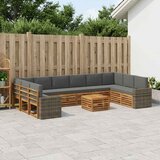  Set vanjskih sofa 11 pcs Prirodna i antracit Poliester | shoptok.hr
