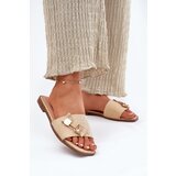 Boto Ladies Flat Heeled Sandals With Bow Beige Sallariela | Shoptok.si