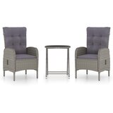  3-dijelni vrtni bistro set od poliratana i stakla sivi | shoptok.hr