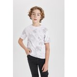 Defacto Boy's Crew Neck Printed Patterned Short Sleeve T-Shirt Cene