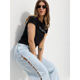 Sinsay Straight wide leg traperice srednjeg struka s umjetnim perlama | shoptok.hr