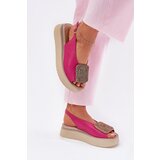 Zazoo 1786 Leather Women's Sandals On Platform With Decoration Fuchsia | ePonuda.com