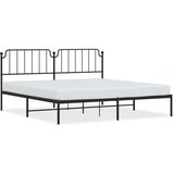 Metalni Kovinski posteljni okvir z vzglavjem črn 193x203 cm | Shoptok.si