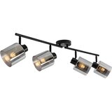 QAZQA Stropni reflektor črn z dimnim steklom 4-svetlobno nastavljiv - Laura | Shoptok.si