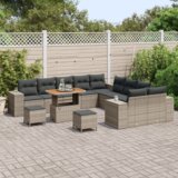 vidaXL Set od 13 komada Baštenskih Sofa s Jastučićima Sivi Poli Ratan | shoptok.hr