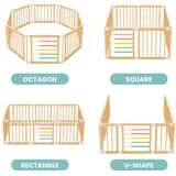 Ginger Home Drvena ogradica za igru 8 panela, masivni novozelandski bor, 140x140x61 cm | shoptok.hr