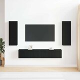 vidaXL komplet TV omar 4 dela stenske črni hrast inženirski les, črni hrast TV stojalo 80x30x30 cm narejeno iz inženirskega lesa, stenske TV omare - 2 kosi črni hrast, 30.5x30x90 cm, narejeno iz inženirskega lesa | Shoptok.si
