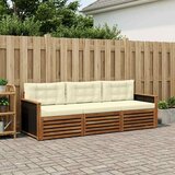  Set vanjskih sofa s jastukom 3 pcs Prirodna i krem Poliester | shoptok.hr