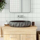 Nadgradni umivaonik crno-sivi ovalni 59x40x15 cm keramički Cijene