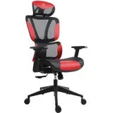 ROYAL LM-2D uredska stolica, PU koža, 2D naslon za ruke, nosivost 140kg, crno/crvena