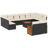  The Living Store Vrtna sedežna garnitura 12-delna z blazinami črn poli ratan - Vrtna Sedežna Garniture, (21453015) | Shoptok.si