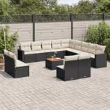  14-dijelni set vrtnih sofa s jastucima poliratan crni | Eponuda.com