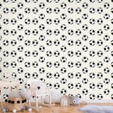  Tapeta - Soccer - Symmetrical black-and-white soccer balls on a beige background. 50x1000 Vodootporna | shoptok.hr