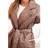 Kesi Włoski Women's quilted vest with a belt and wide collar fango | shoptok.hr