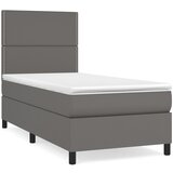 Maison Chic Box spring postelja - Vzmetna postelja z vzmetnico siv 100x200 cm umetno usnje SL19687, (21893572) Cene