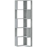 vidaXL Kotna knjižna omara 5-nadstropna siva sonoma 50x50x179 cm | Shoptok.si