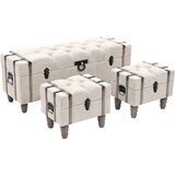 The Living Store Klop za shranjevanje 3 kosi trden les in jeklo 112x37x45 cm - Klop Za Shranjevanje, (21485868) | Shoptok.si