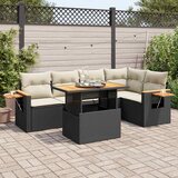  6-dijelni set vrtnih sofa s jastucima crni od poliratana bagrem | shoptok.hr