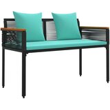  Zunanja klop Črna in turkizna 117 x 54 x 74.5 cm poli ratan, (5000272756) | Shoptok.si
