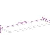 Stolna Mizna plošča z naravnim robom 110x30x3,8 cm trden mangov les, (21412333) | Shoptok.si