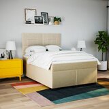  Krevet s oprugama i madracem krem 140x200 cm od tkanine | shoptok.hr