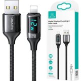 Usams BRIDED KABEL ZA LIGHTNING 1.2M 2.4A HITRO POLNJENJE LED ČRN, (22057741) | Shoptok.si
