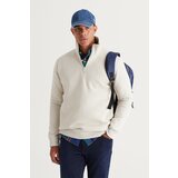 AC&Co / Altınyıldız Classics Men's Beige Standard Fit Normal Fit High Bato Neck Cotton Sweatshirt cene